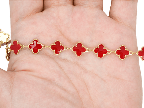 ACERO DORADO CADENA VAN CLEEF ROJO 11MM