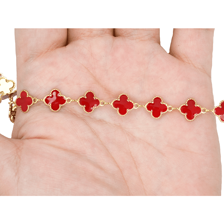 ACERO DORADO CADENA VAN CLEEF ROJO 11MM 2