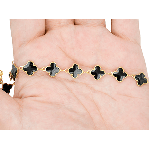 ACERO DORADO CADENA VAN CLEEF NEGRO 11MM