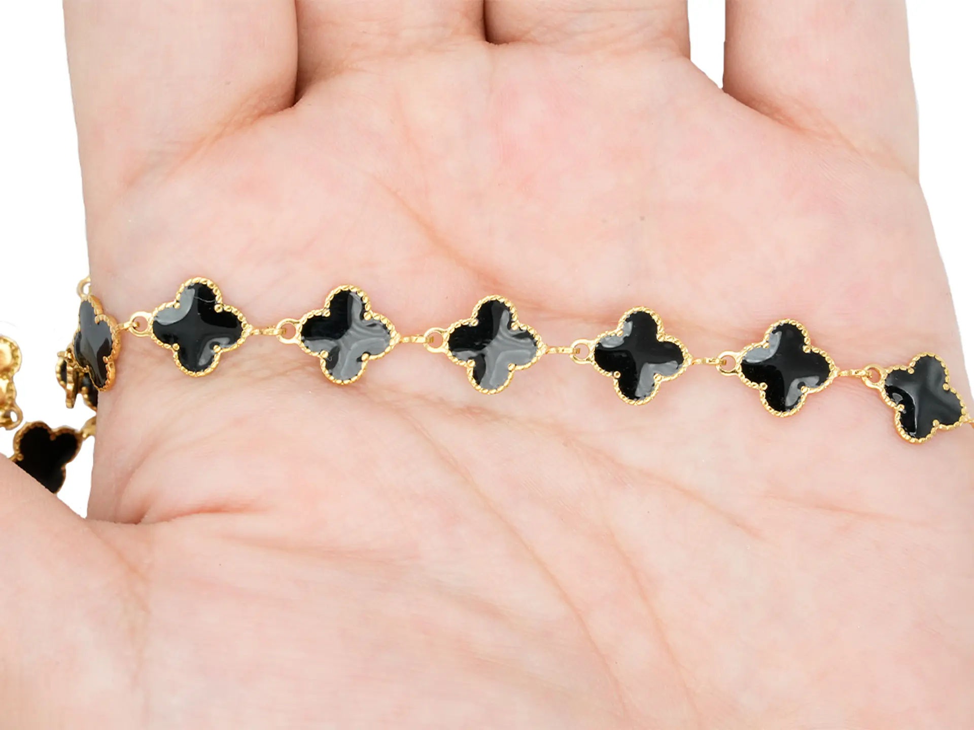 ACERO DORADO CADENA VAN CLEEF NEGRO 11MM 2
