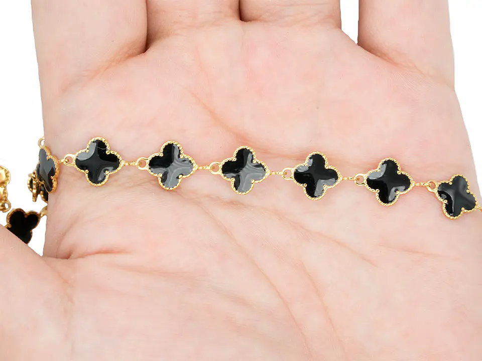 ACERO DORADO CADENA VAN CLEEF NEGRO 11MM 2