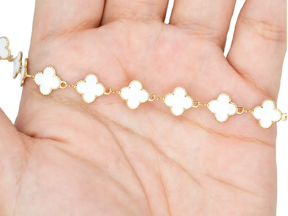 ACERO DORADO CADENA VAN CLEEF BLANCO # 11MM 2