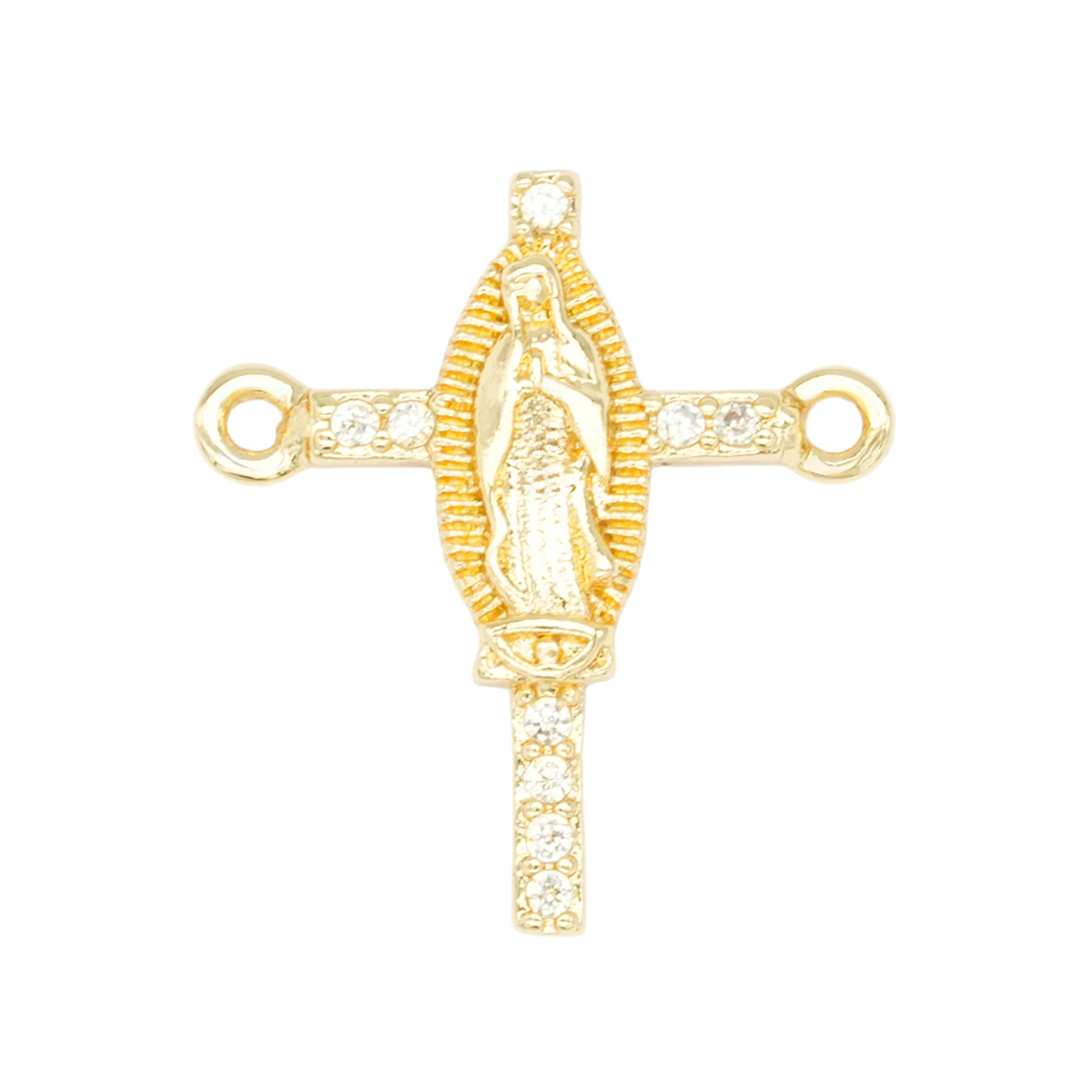 RODIO DORADO CENTRO CRUZ VIRGEN GUADALUPE ZIRCON 17*15MM 1