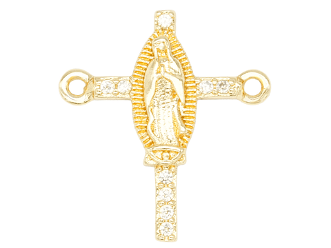 RODIO DORADO CENTRO CRUZ VIRGEN GUADALUPE ZIRCON 17*15MM