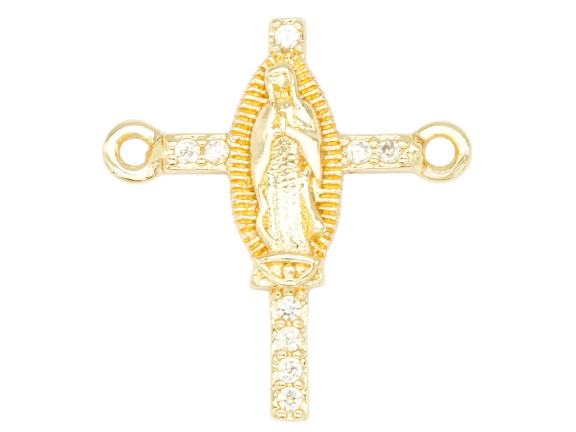 RODIO DORADO CENTRO CRUZ VIRGEN GUADALUPE ZIRCON 17*15MM 1