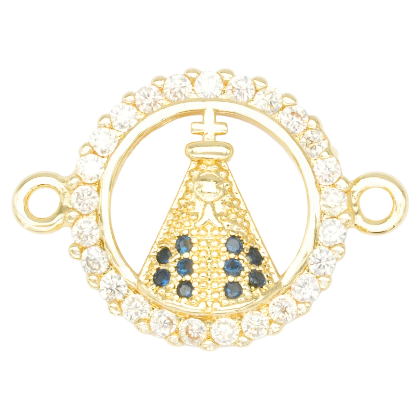 RODIO DORADO CENTRO VIRGEN SAN JUAN DE LOS LAGOS ZIRCON BLANCO 14MM 1