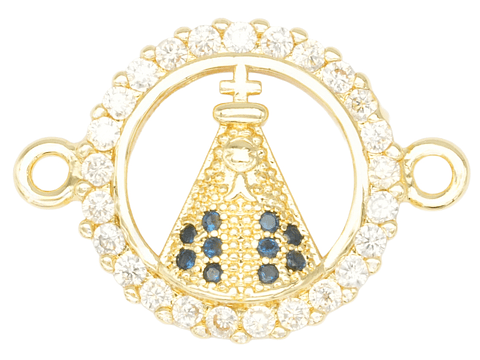 RODIO DORADO CENTRO VIRGEN SAN JUAN DE LOS LAGOS ZIRCON BLANCO 14MM