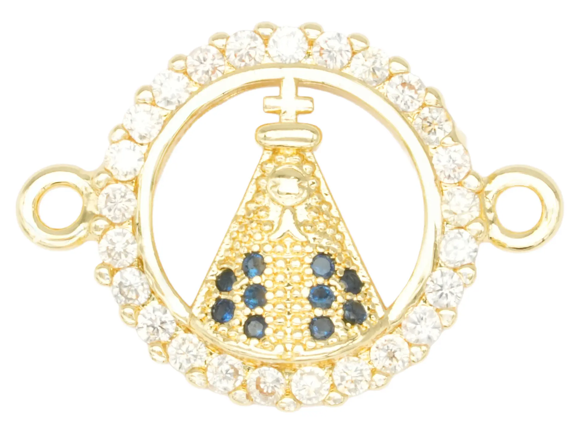 RODIO DORADO CENTRO VIRGEN SAN JUAN DE LOS LAGOS ZIRCON BLANCO 14MM 1