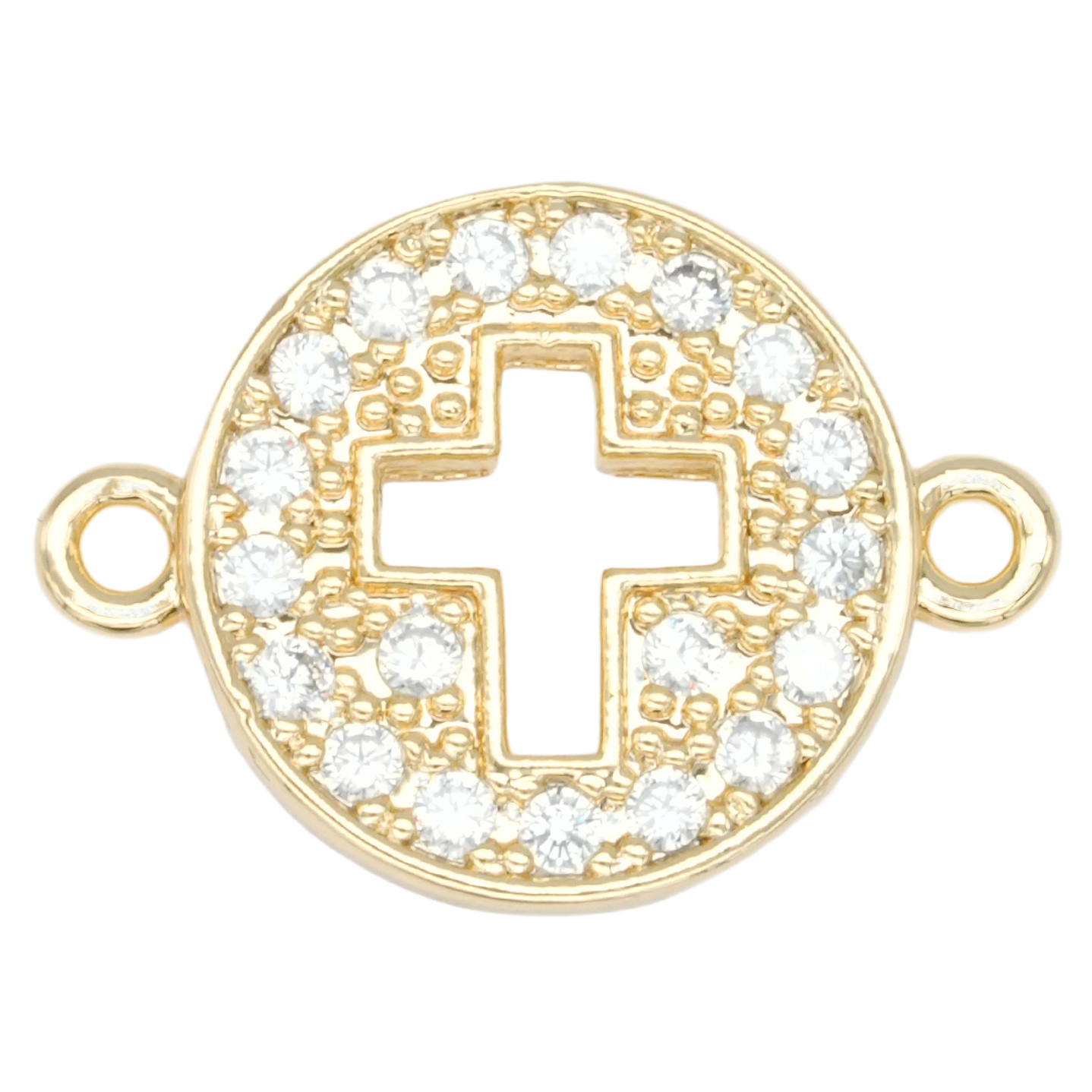 RODIO DORADO CENTRO REDONDO CRUZ ZIRCON 13*18MM 1