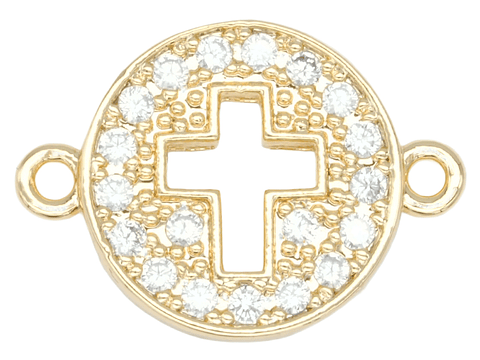 RODIO DORADO CENTRO REDONDO CRUZ ZIRCON 13*18MM