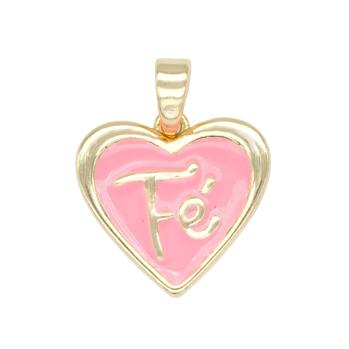 RODIO DORADO DIJE CORAZON FE FUCSIA 14*15MM 1