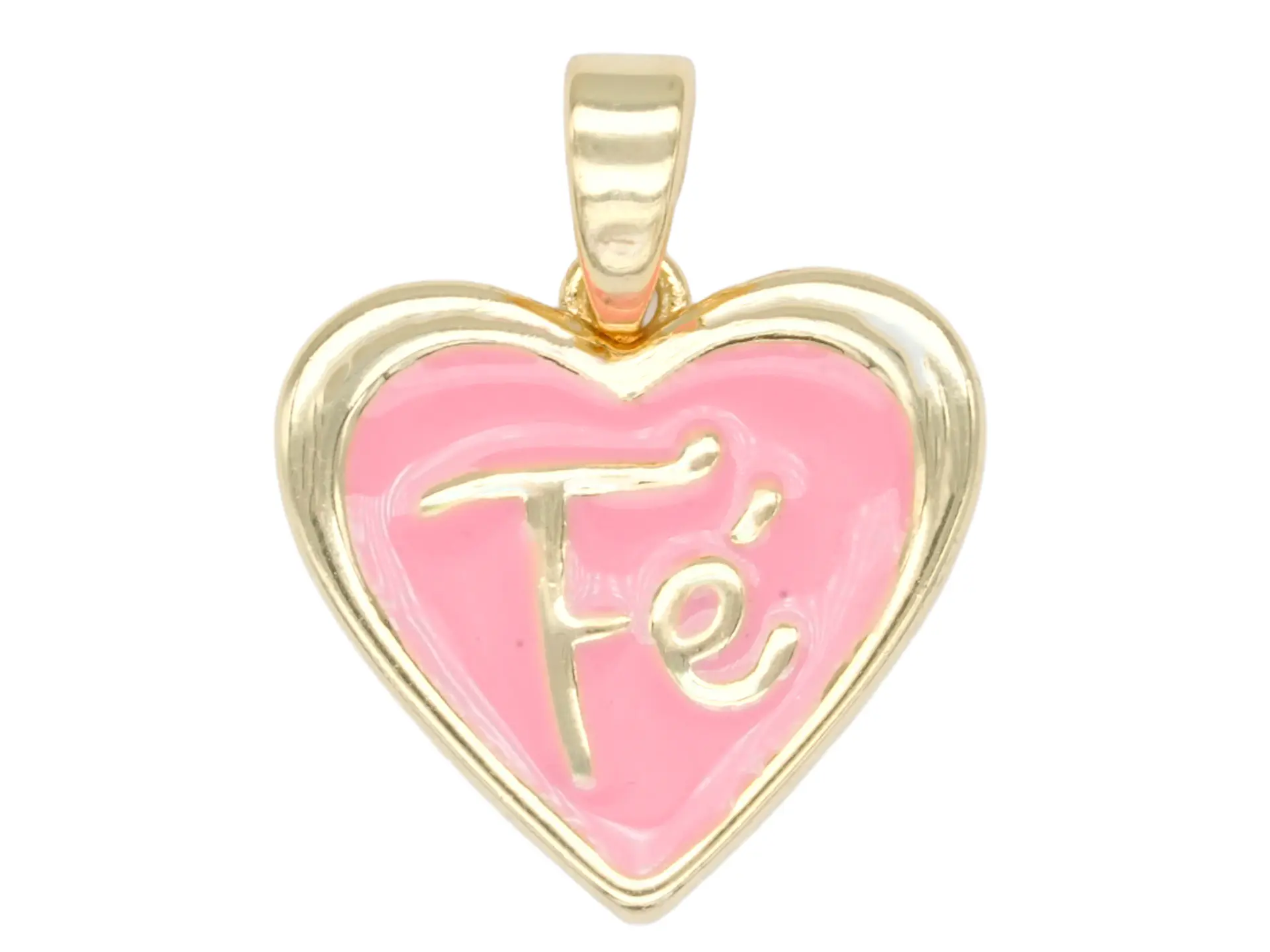 RODIO DORADO DIJE CORAZON FE FUCSIA 14*15MM 1