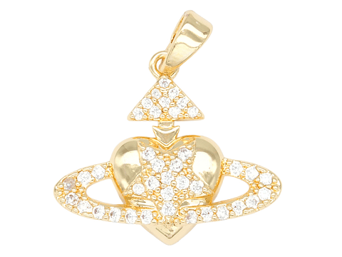 RODIO DORADO DIJE CORAZON CELESTIAL ZIRCON 18*20MM