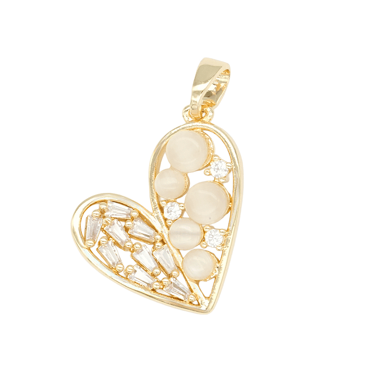 RODIO DORADO DIJE CORAZON OJO DE GATO ZIRCON 20*18MM 1