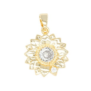 RODIO DORADO DIJE GIRASOL ZIRCON 15MM