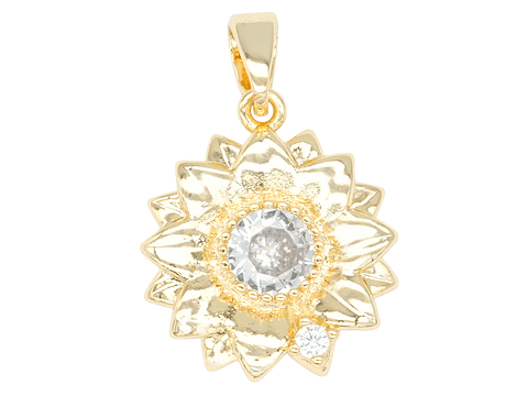RODIO DORADO DIJE GIRASOL ZIRCON 15MM