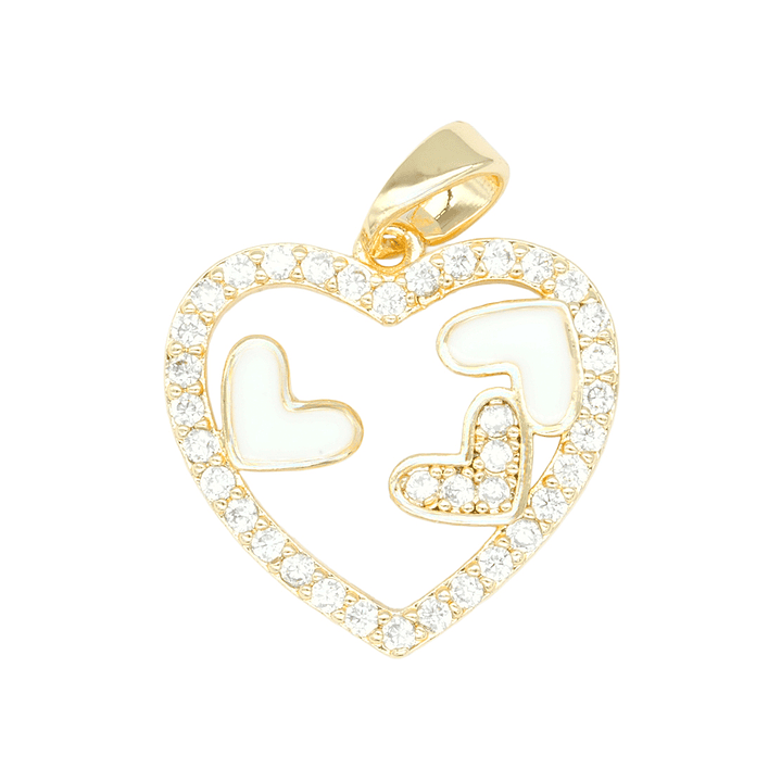 RODIO DORADO DIJE CORAZON BLANCO ZIRCON 18*18MM 1