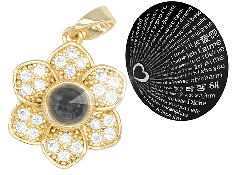 RODIO DORADO DIJE FLOR 100 TE AMO ZIRCON 18*16MM