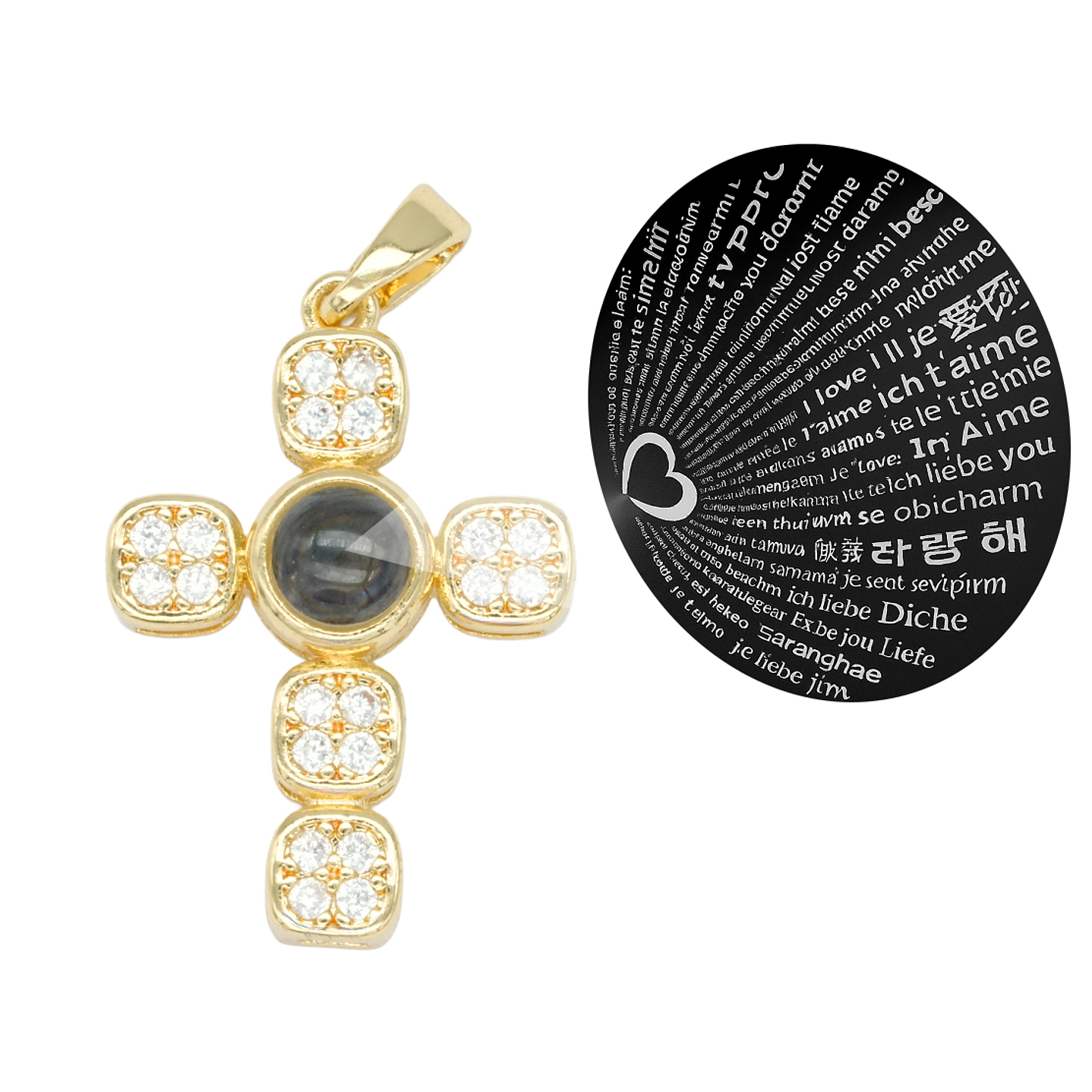 RODIO DORADO DIJE CRUZ 100 TE AMO ZIRCON 24*17MM 1