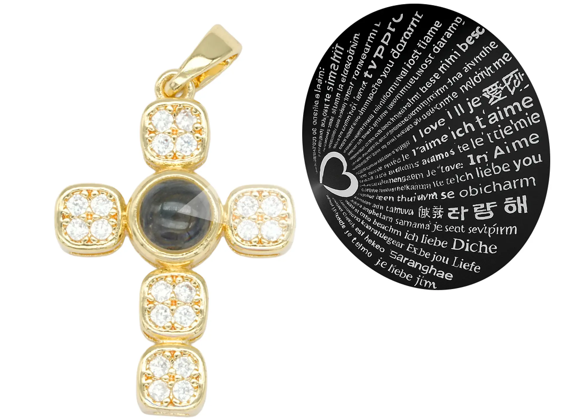 RODIO DORADO DIJE CRUZ 100 TE AMO ZIRCON 24*17MM 1