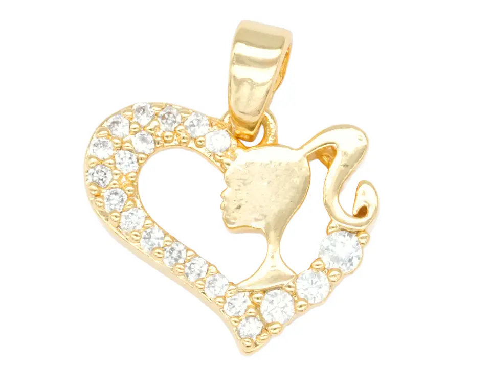 RODIO DORADO DIJE CORAZON BARBIE ZIRCON 12*14MM 1