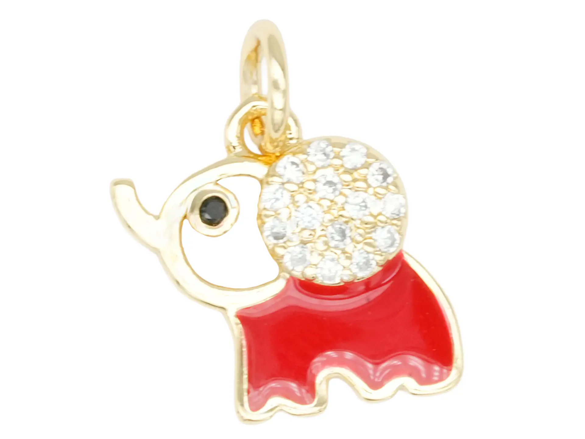 RODIO DORADO DIJE ELEFANTE ZIRCON 12*10MM 1