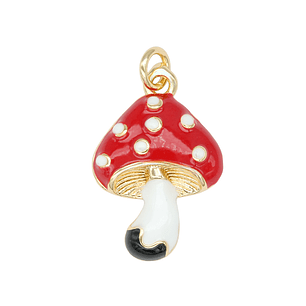 RODIO DORADO DIJE HONGO ROJO 22*15MM