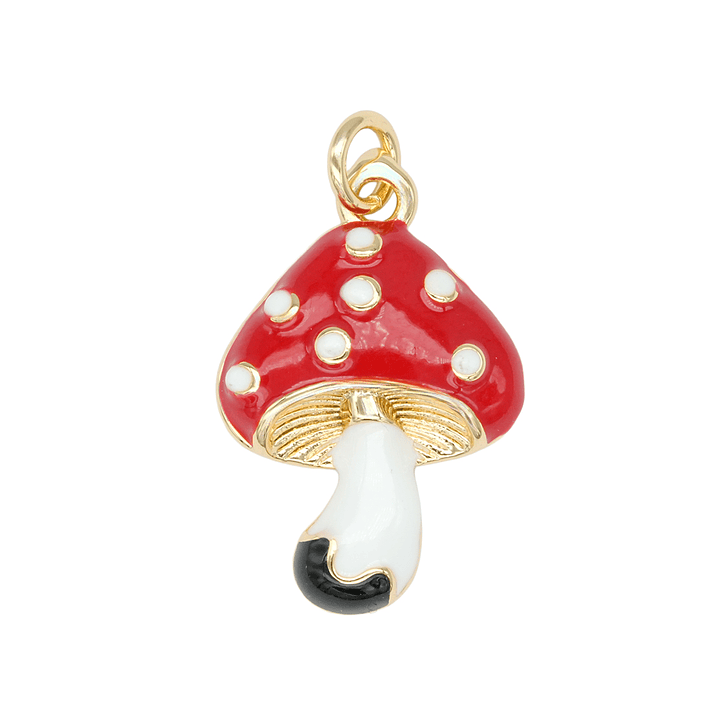 RODIO DORADO DIJE HONGO ROJO 22*15MM 1