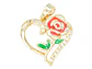 RODIO DORADO DIJE CORAZON ROSA ROJO ZIRCON 17*17MM - Miniatura 1