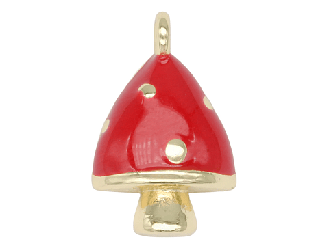 RODIO DORADO DIJE HONGO ROJO 16*10MM