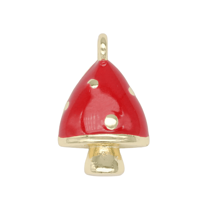 RODIO DORADO DIJE HONGO ROJO 16*10MM 1