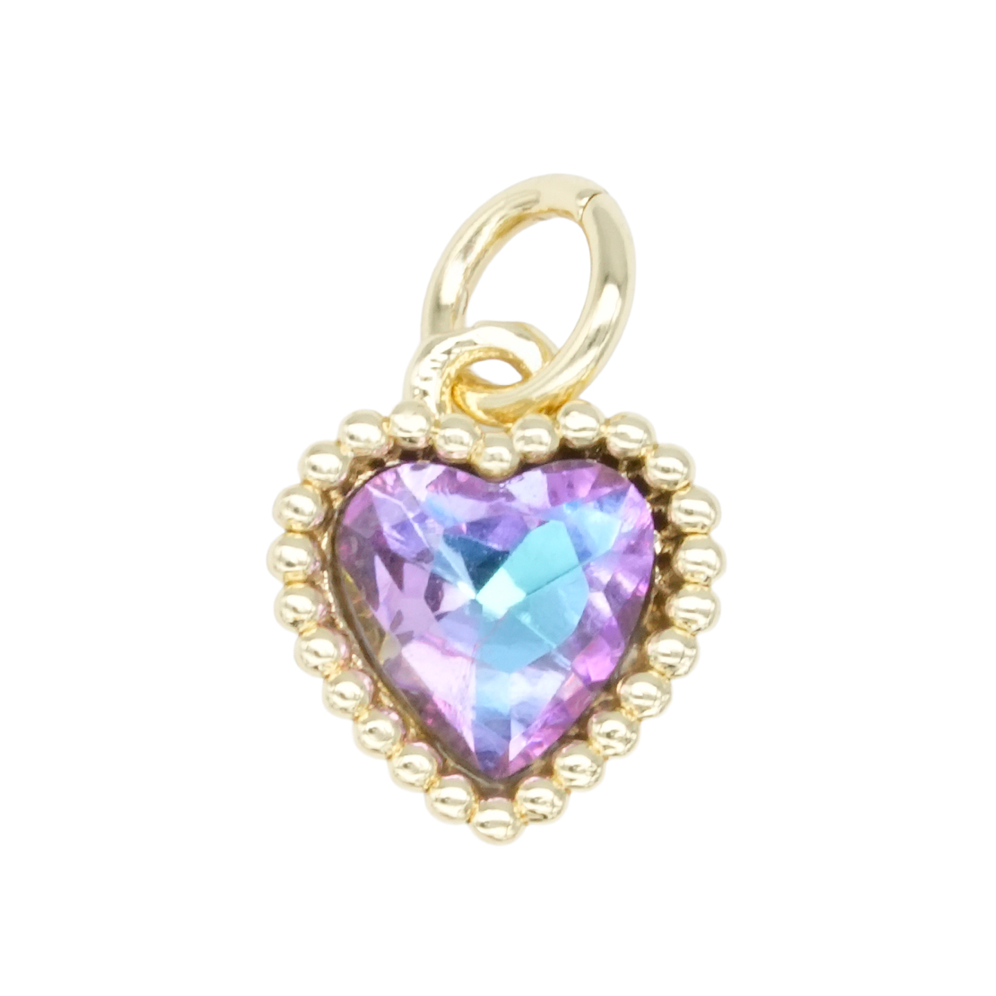 RODIO DORADO DIJE CORAZON ZIRCON LILA 10*9MM 1