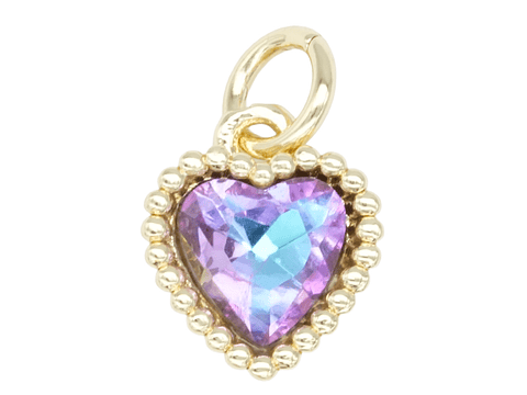 RODIO DORADO DIJE CORAZON ZIRCON LILA 10*9MM