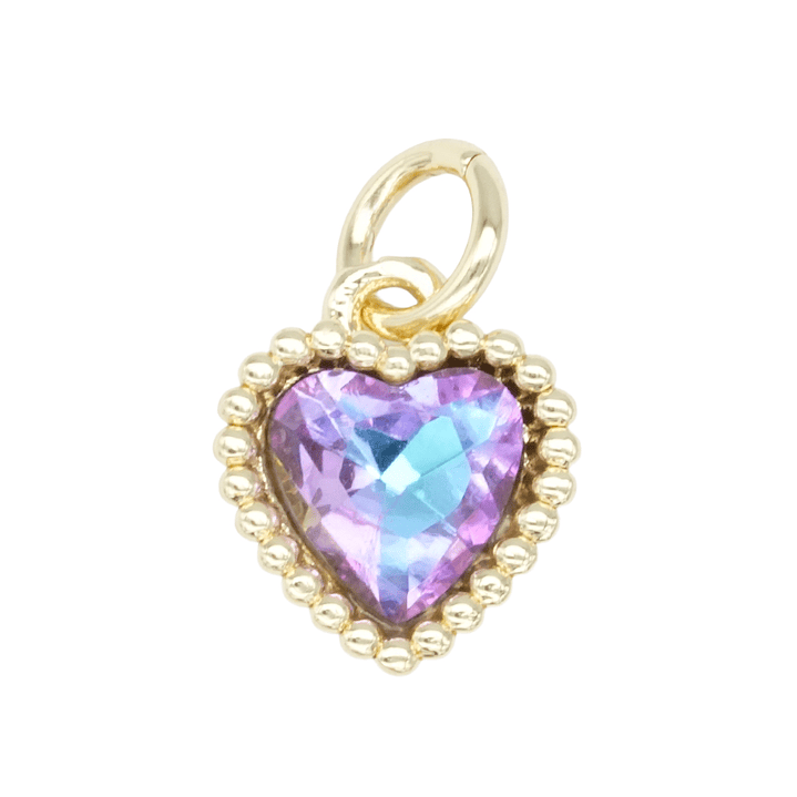 RODIO DORADO DIJE CORAZON ZIRCON LILA 10*9MM 1