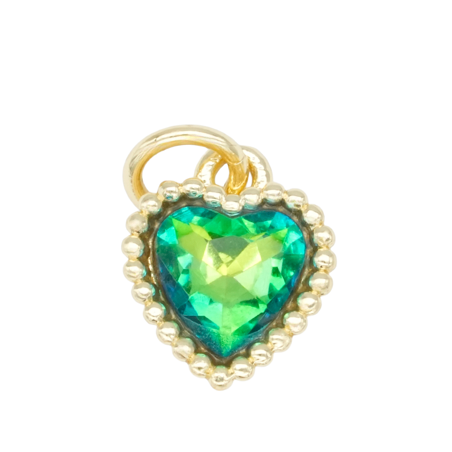 RODIO DORADO DIJE CORAZON ZIRCON VERDE 10*9MM 1