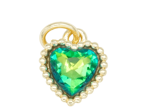 RODIO DORADO DIJE CORAZON ZIRCON VERDE 10*9MM