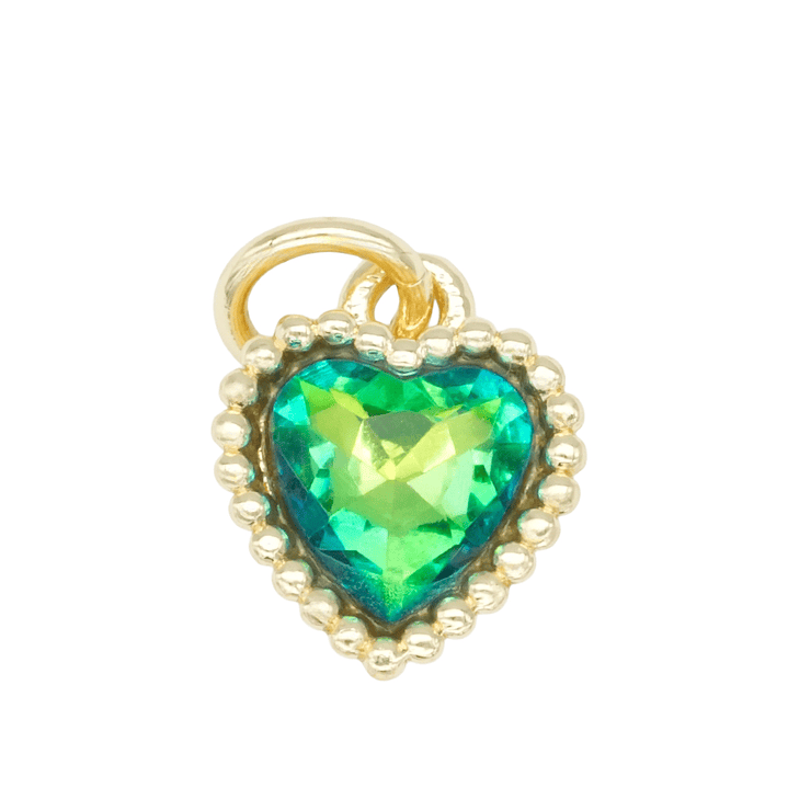 RODIO DORADO DIJE CORAZON ZIRCON VERDE 10*9MM 1