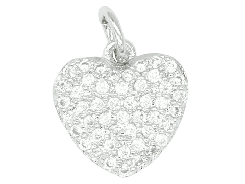 RODIO PLATEADO DIJE CORAZON ZIRCON 11*11MM