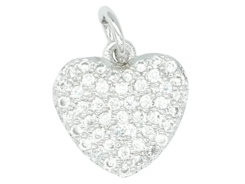 RODIO PLATEADO DIJE CORAZON ZIRCON 11*11MM 1