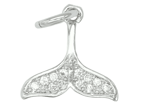 RODIO PLATEADO DIJE COLA SIRENA ZIRCON 11*11MM