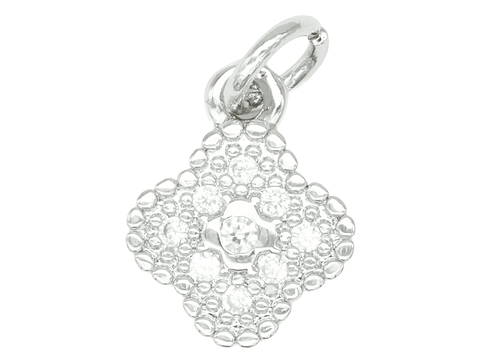 RODIO PLATEADO DIJE FLOR ZIRCON 12*9MM