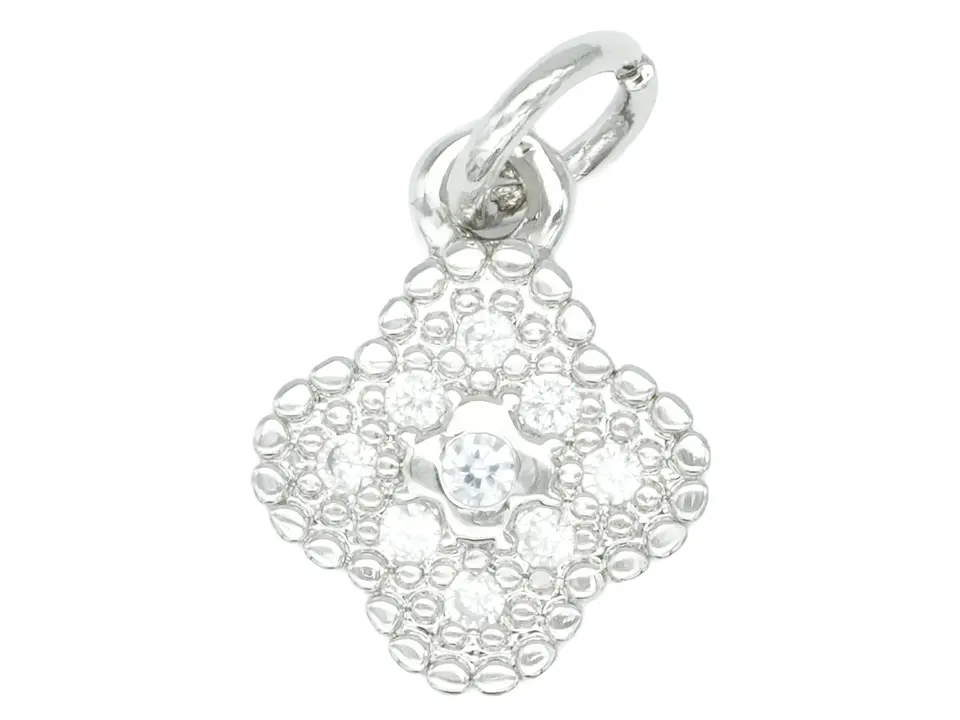 RODIO PLATEADO DIJE FLOR ZIRCON 12*9MM 1