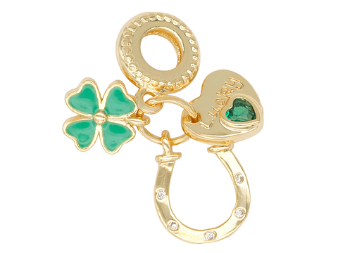 RODIO DORADO DIJE CHARM HERRADURA TREBOL CORAZON 22*10MM