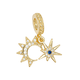 RODIO DORADO DIJE CHARM LUNA ESTRELLA 22*10MM