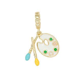 RODIO DORADO DIJE CHARM PINTURA PINCELES 22*12MM