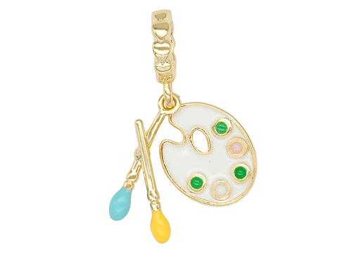RODIO DORADO DIJE CHARM PINTURA PINCELES 22*12MM