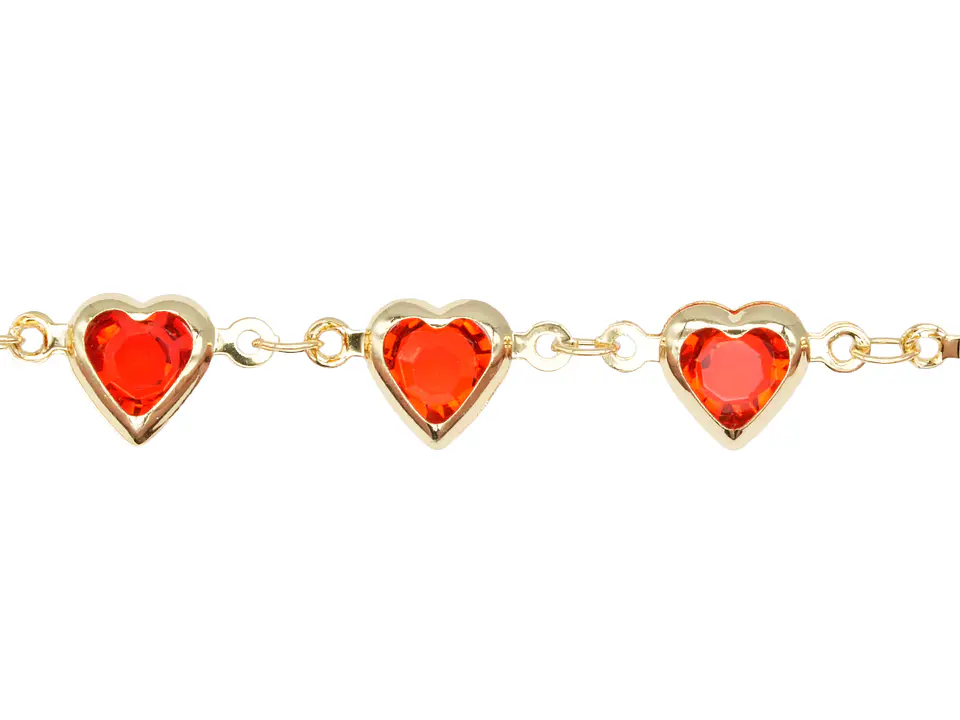 RODIO DORADO CADENA CORAZON ROJO ZIRCON 8*13MM 1
