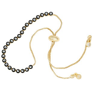 RODIO DORADO PULSERA OJO NEGRO 3MM 