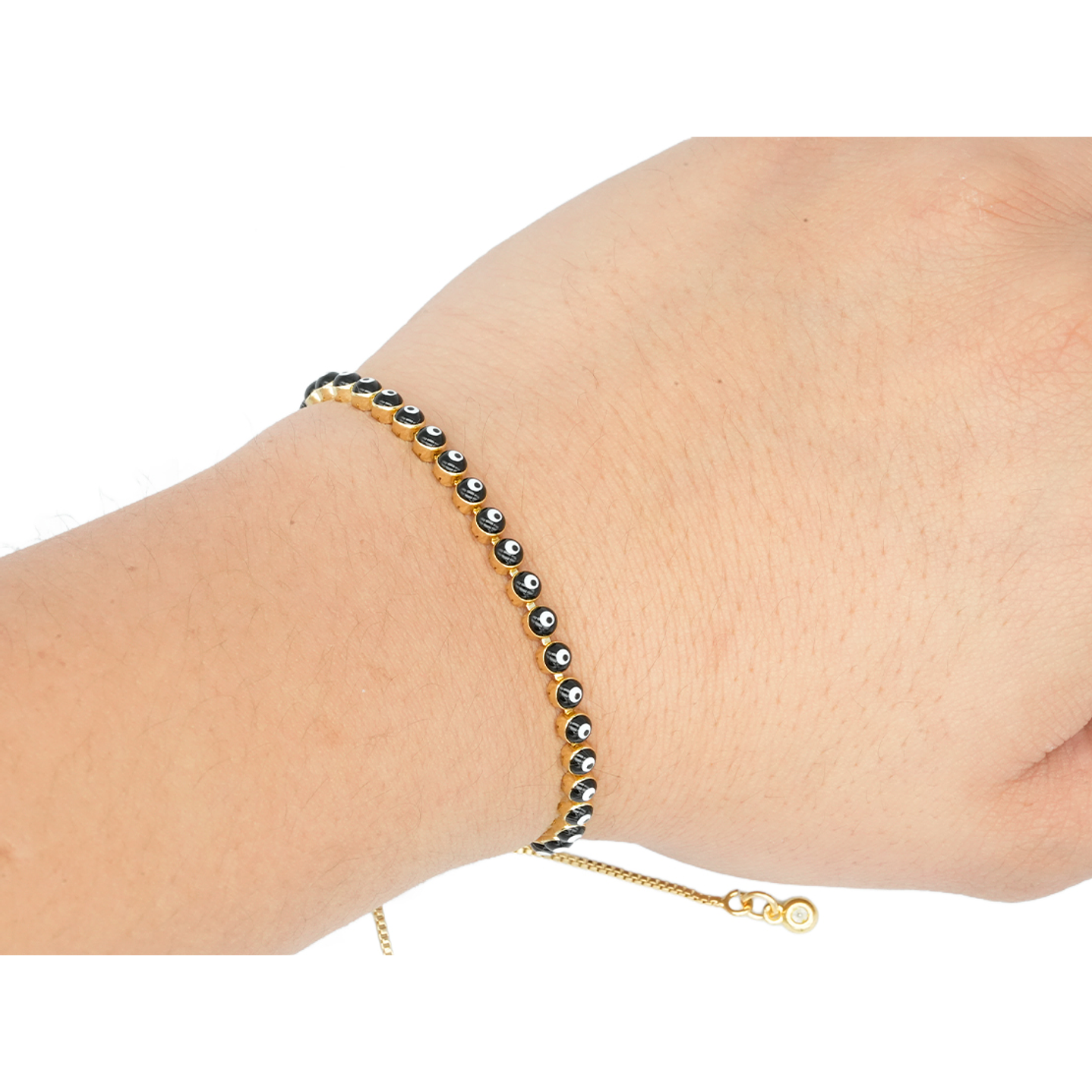 RODIO DORADO PULSERA OJO NEGRO 3MM  2