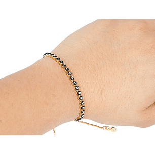 RODIO DORADO PULSERA OJO NEGRO 3MM 